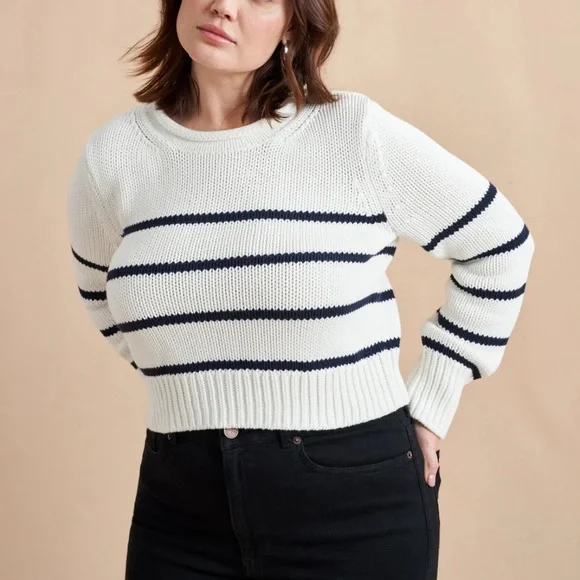 La Ligne Mini Marina Sweater, Ivory/Navy - Picture 7 of 10